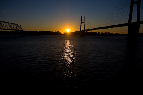 sunset over the Mississippi