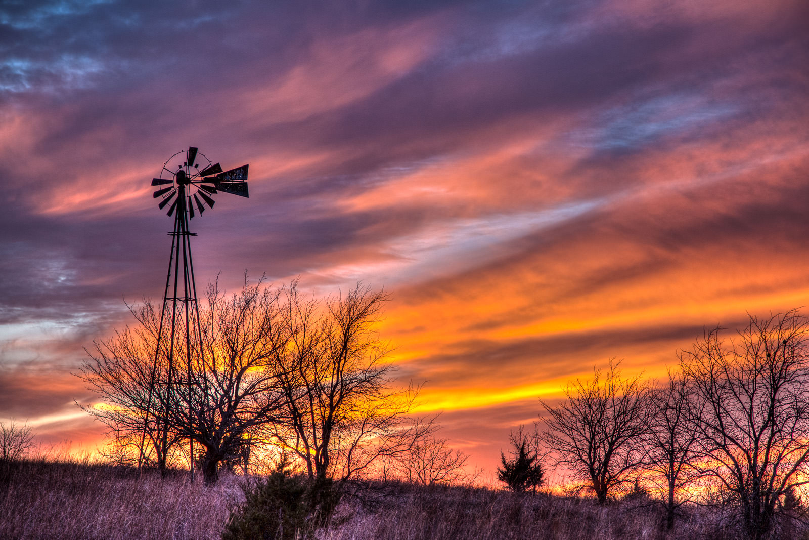 windmill at sunset