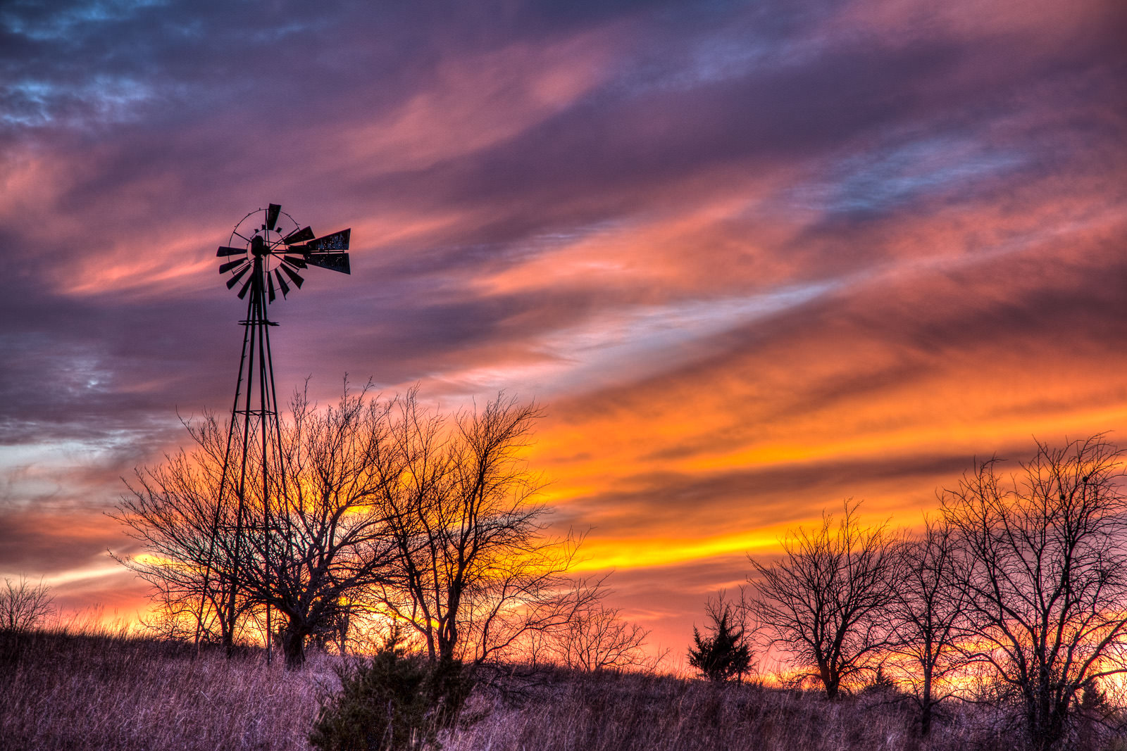 windmill at sunset