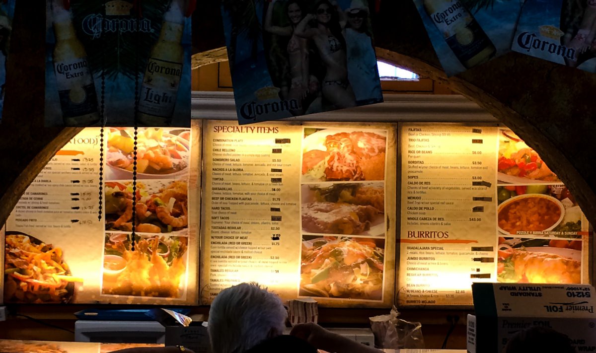 Menu from the now defunct Guadalajara Bakery & Market No 2 on Empire St in San Jose