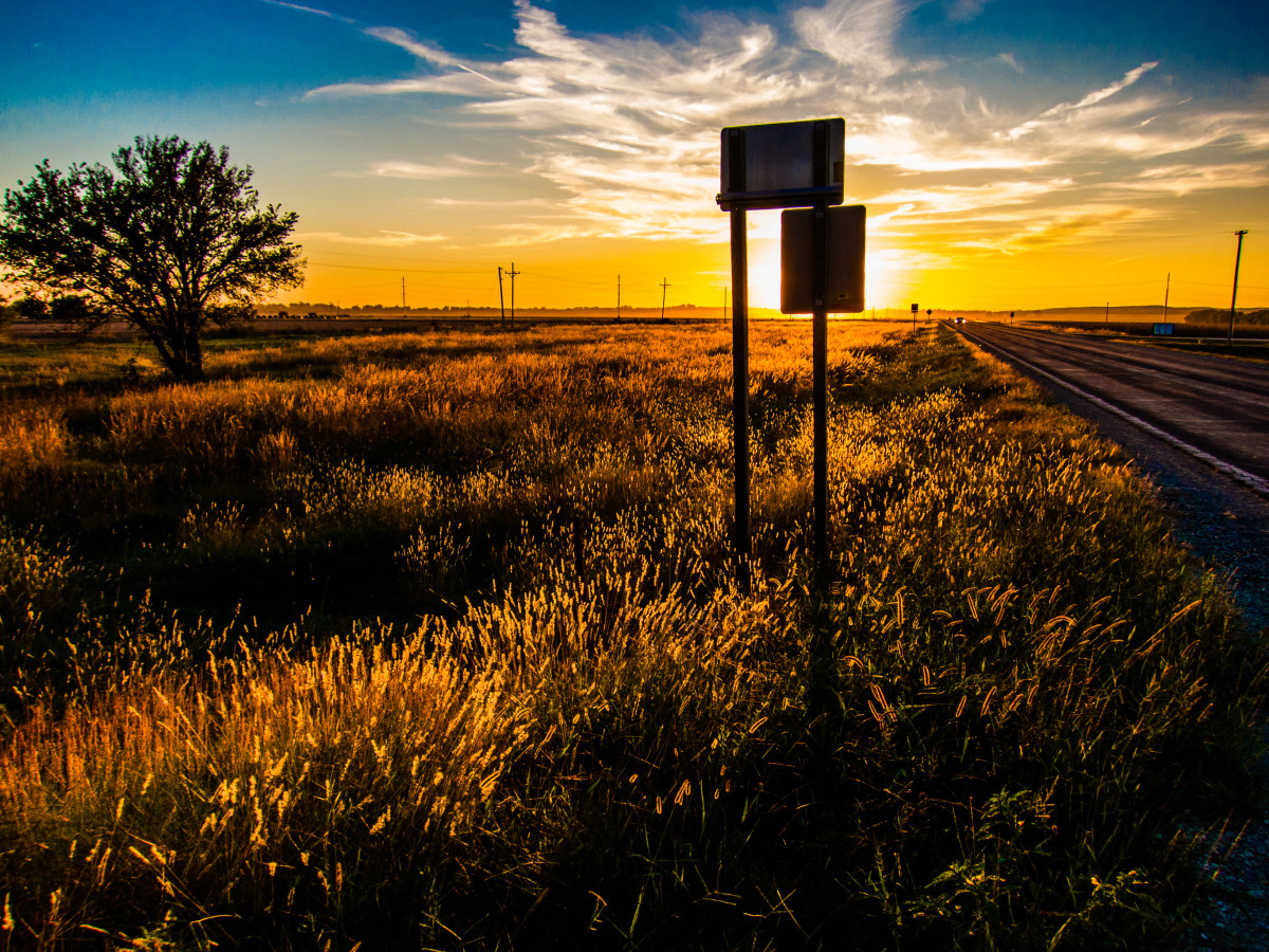 Sunset at the edge of Lindsborg