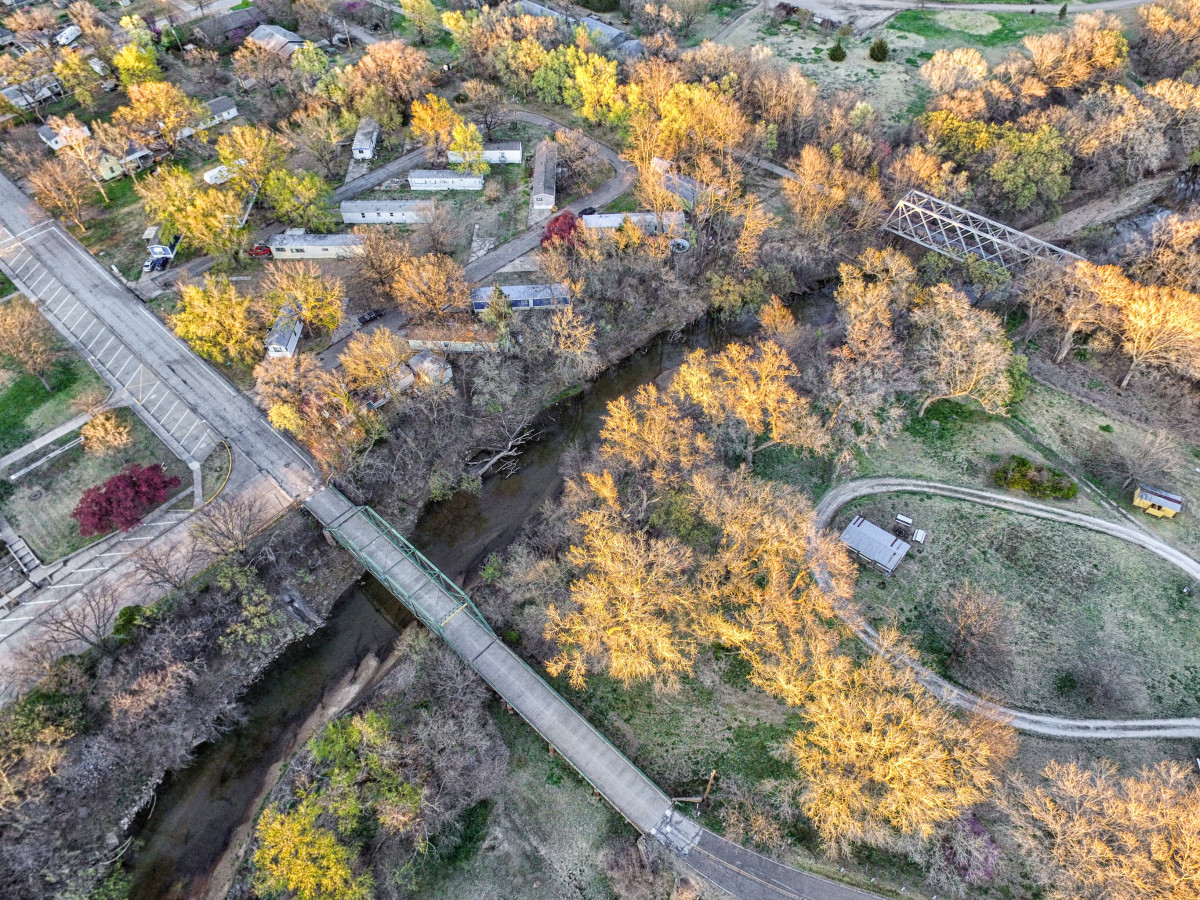 Aerial view of both bridges
