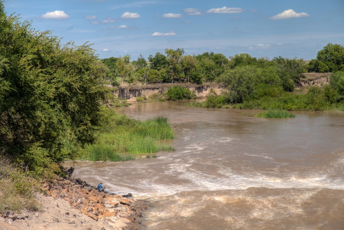 Smoky Hill River, base of Kanopolis Dam