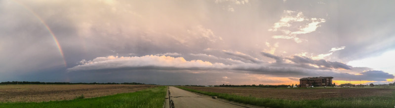 Rainbow, Storm Cloud, Sunset Panorama