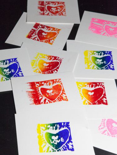 My First Linocuts - Lots of Colorful Love!