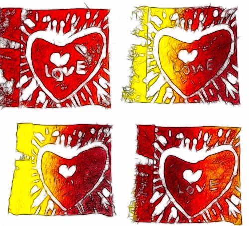 My First Linocuts - Yellow & Red, fractalized!