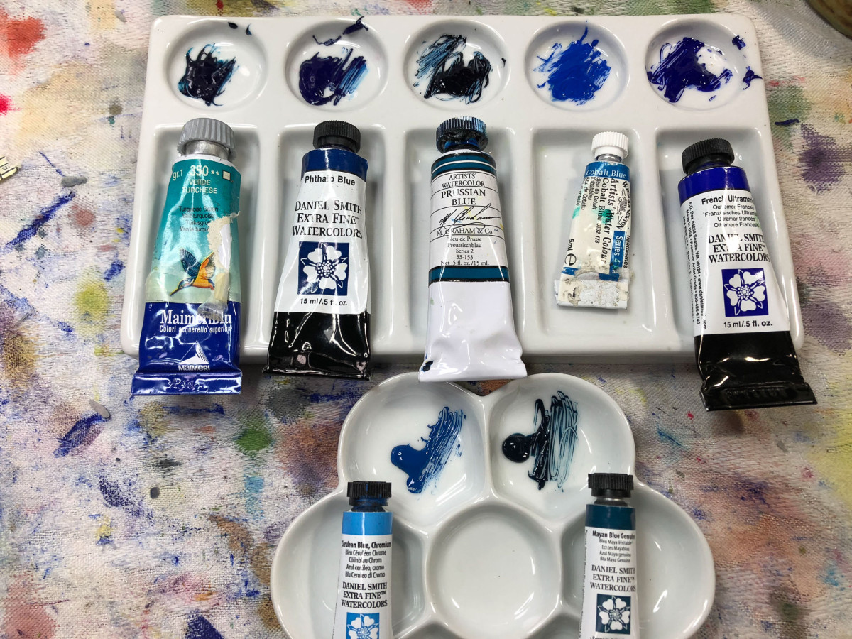 Blue watercolor swatch