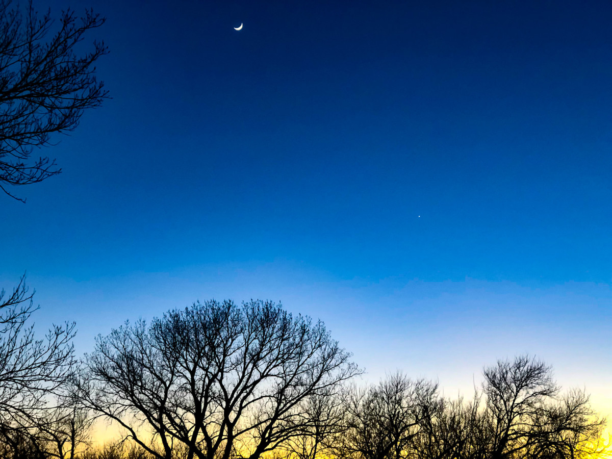 Moon and Venus at Sunset