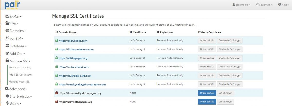 Pair SSL Management