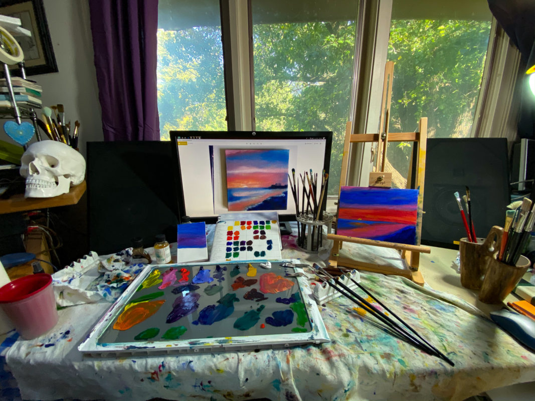 Cozy painting studio