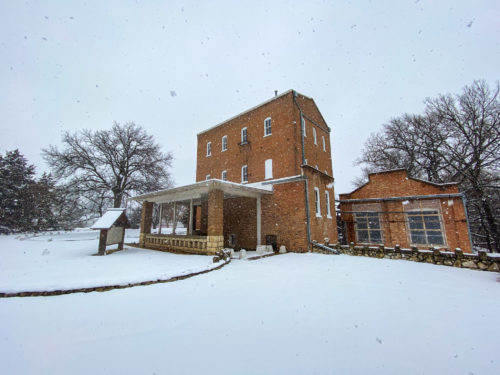 Snowy Day at the Old Mill in Lindsborg