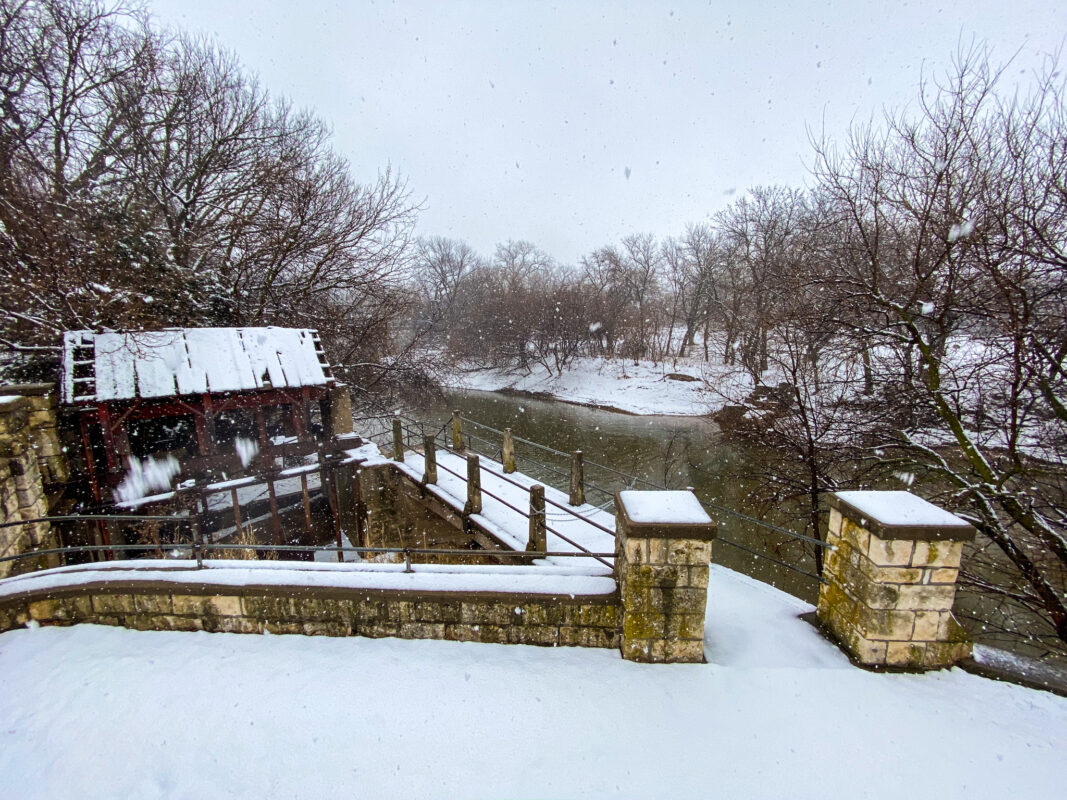 Snowy Day at the Old Mill in Lindsborg