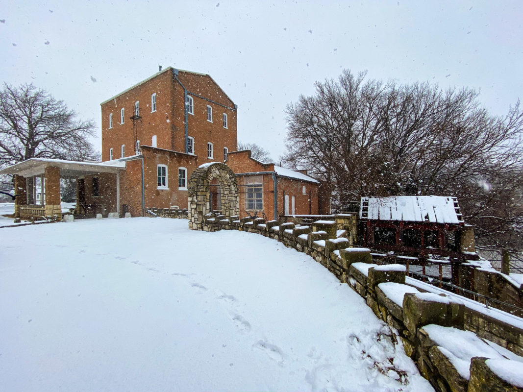 Snowy Day at the Old Mill in Lindsborg