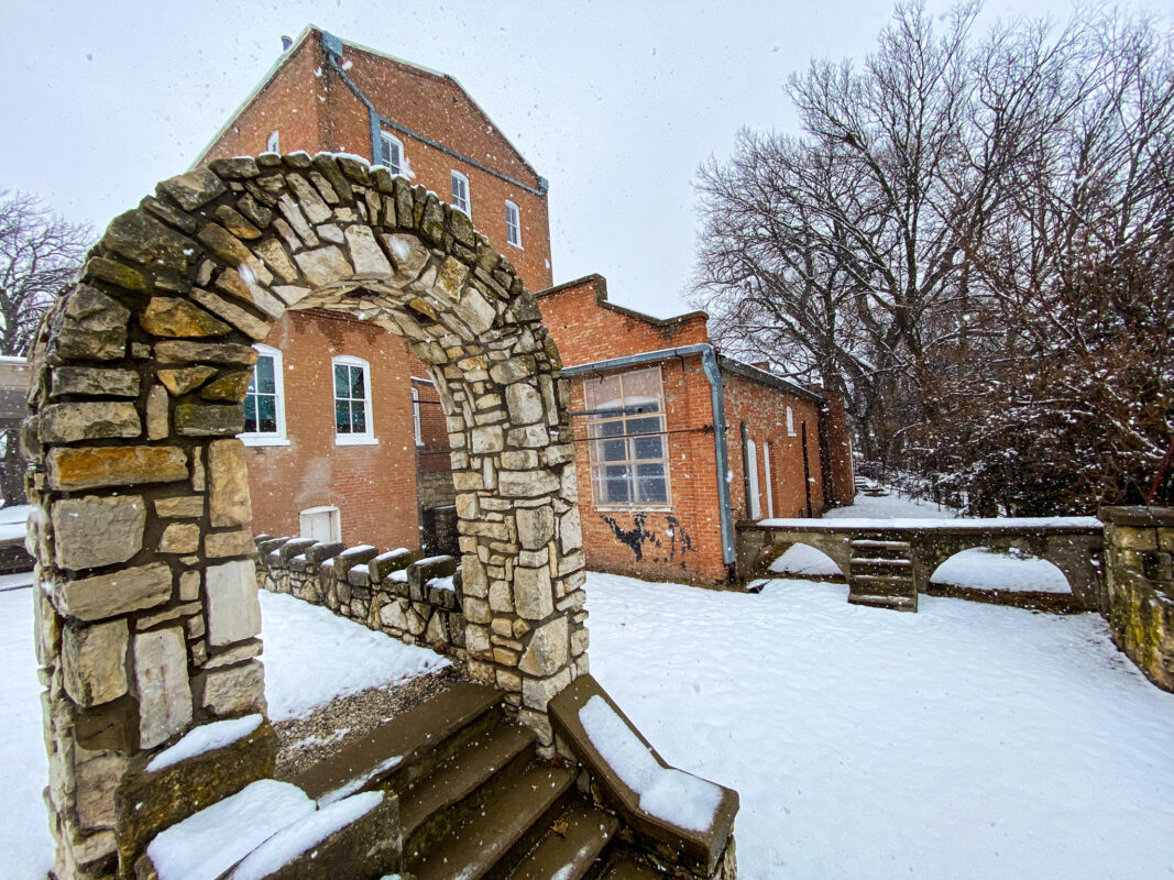 Snowy Day at the Old Mill in Lindsborg