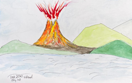 Inktober Day 20 - Volcano
