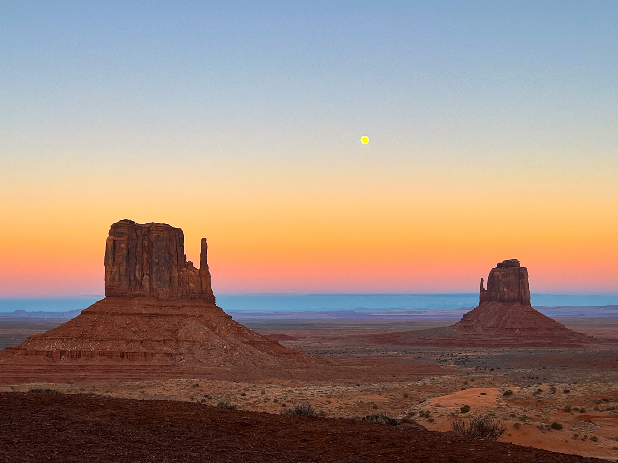 Sunset Moonrise at Monument Valley