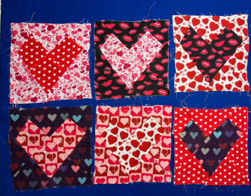 Wonky Heart quilt blocks
