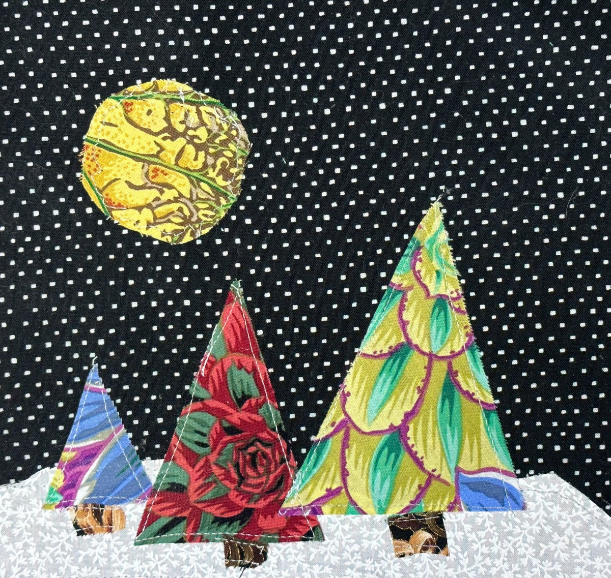 Fabric Pines Under Full Moon