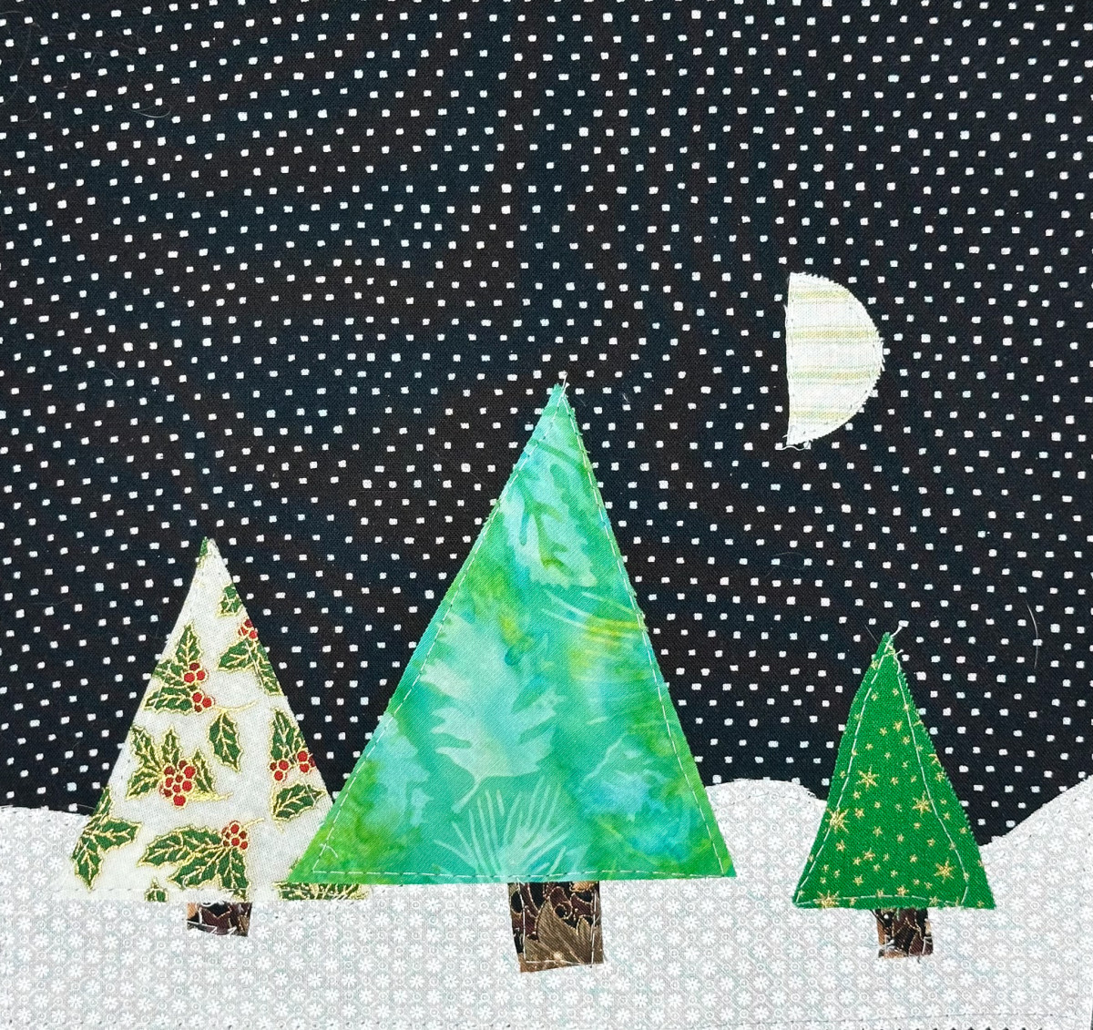 Fabric Pines Under Half Moon
