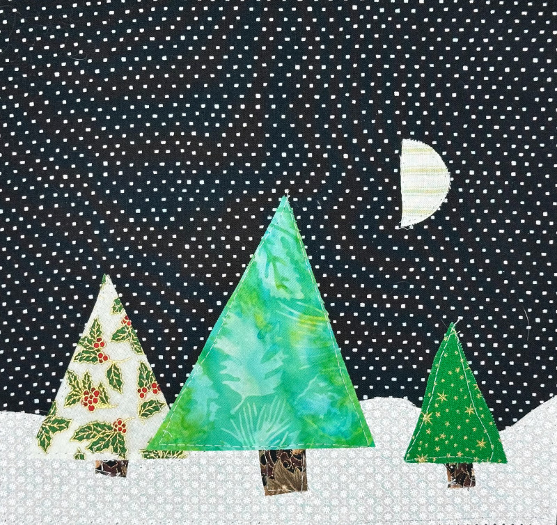 Fabric Pines Under Half Moon