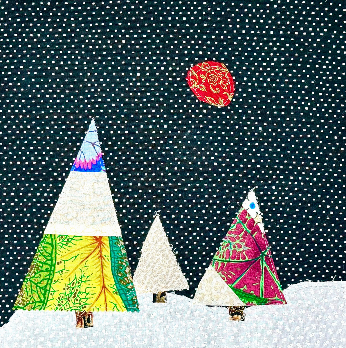 Fabric Pines Under Lunar Eclipse