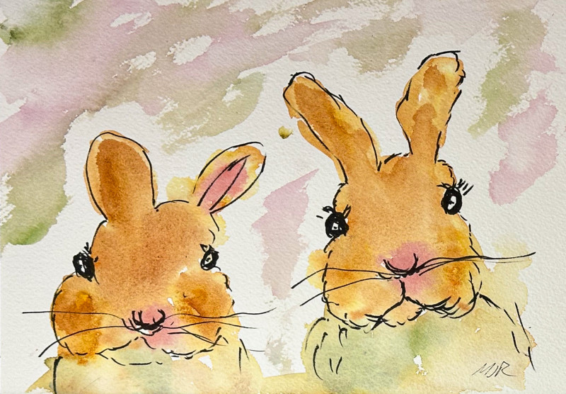 Watercolor rabbits