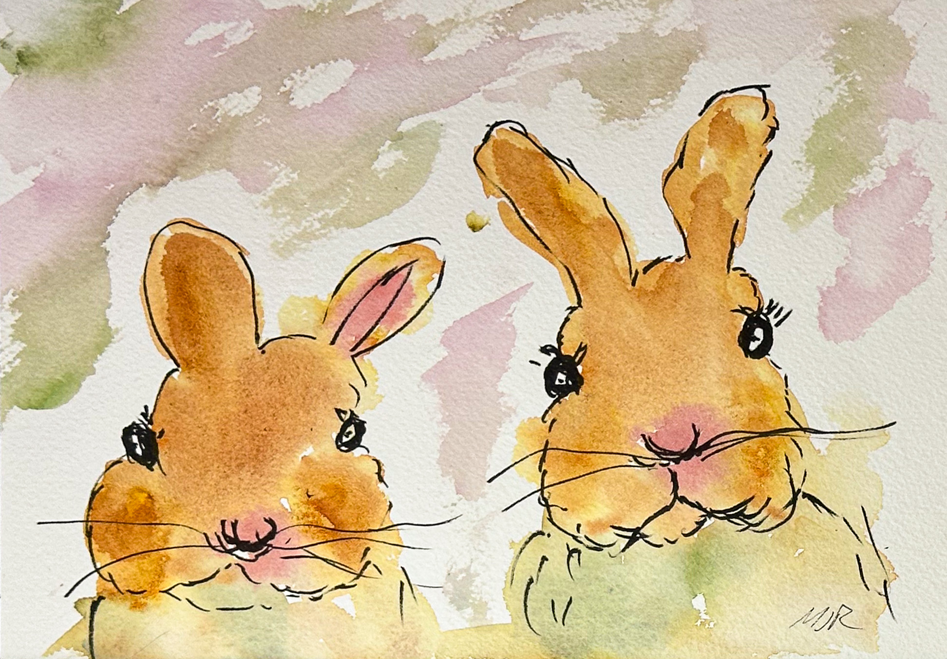 Watercolor rabbits
