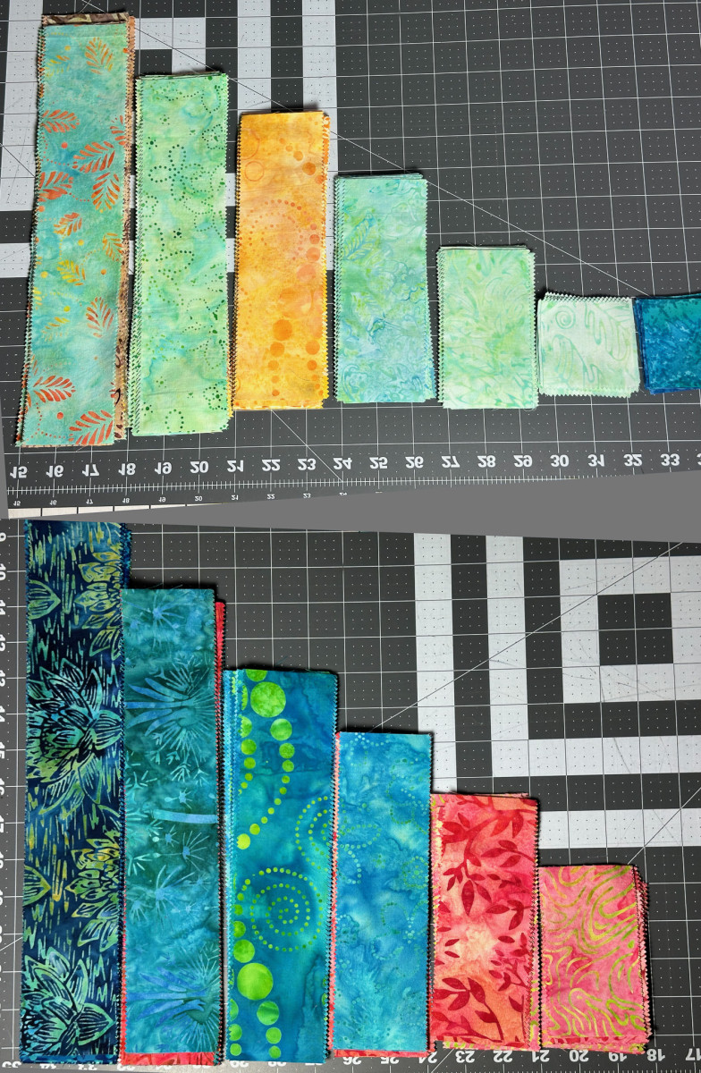Quilt fabric is cut to size