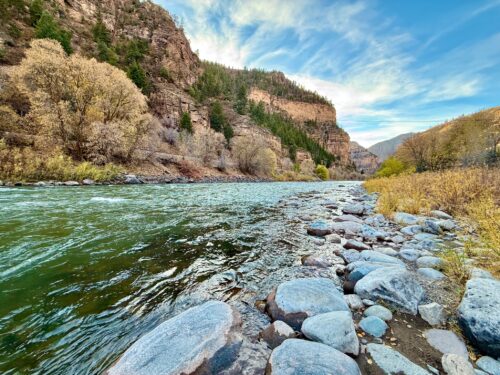 Colorado River and cliffs