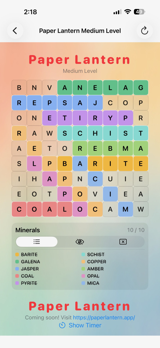 Paper Lantern! New UI features such as hide word, other minor changes.